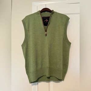 Orvis Men's Olive Wool Zip-Up Sweater Vest - Large - Like New